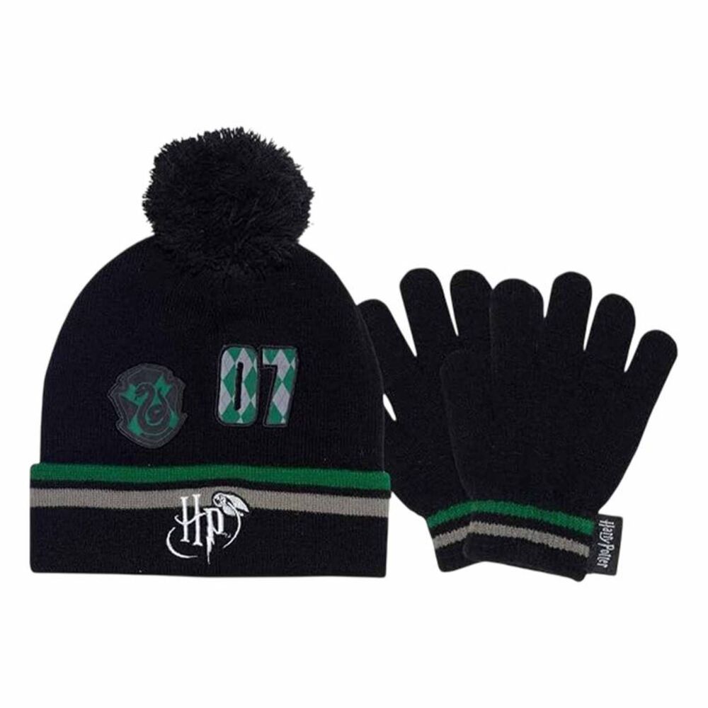 Harry Potter Boys Slytherin Beanie & Gloves Set / Black